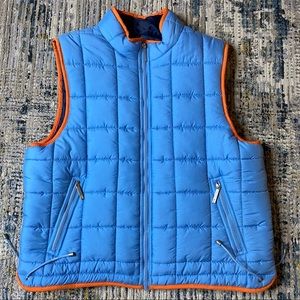 Unisex Quilted Puffer Vest Blue Orange Men L